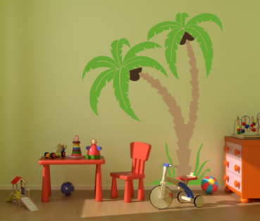 3 Farben Wandtattoo Palmen mit Kokosnüssen