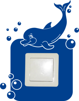 Schalter-Wandtattoo Delfin mit Luftblasen