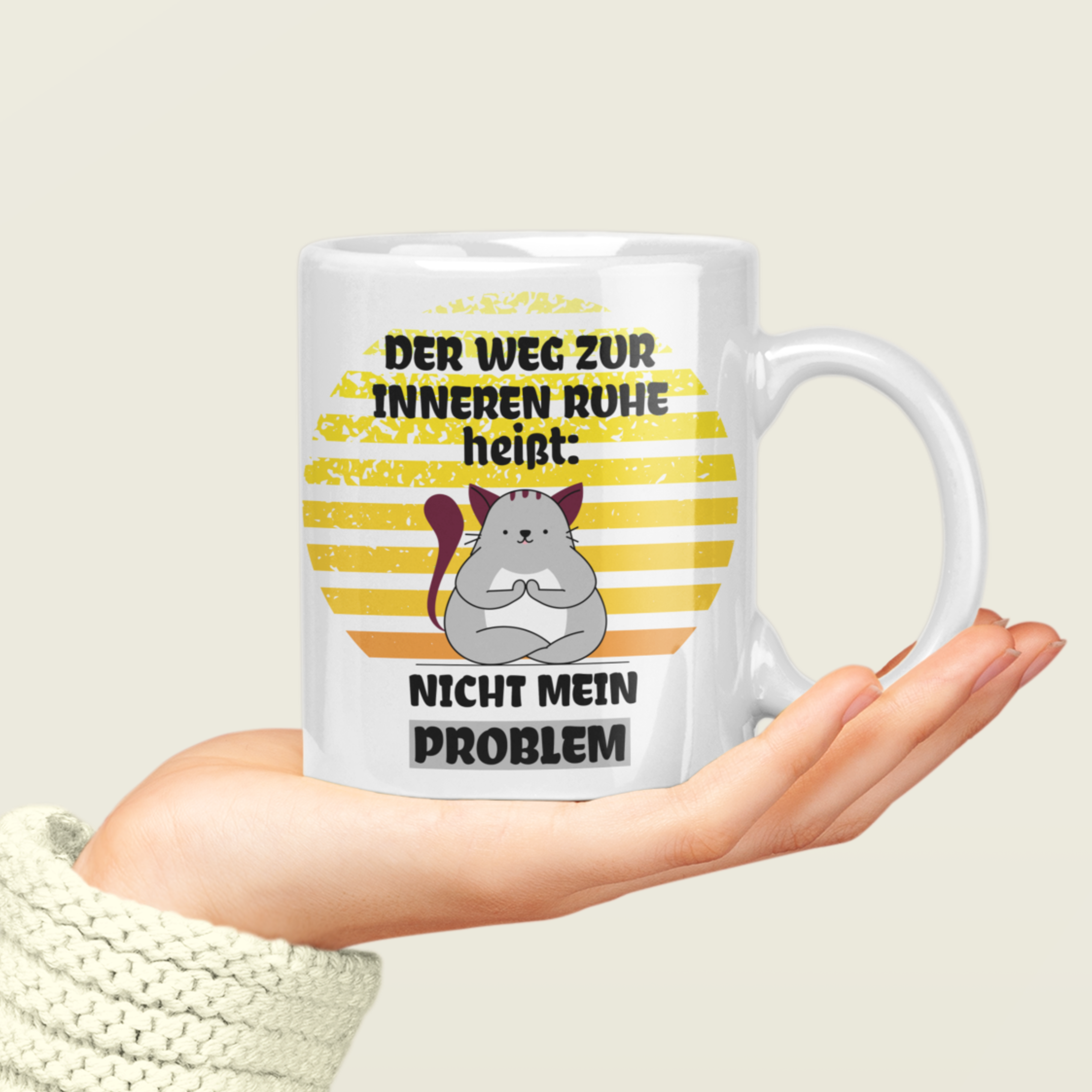 Preview: Schwarzweiße oder weiße Tasse "Der Weg zur inneren Ruhe heißt: Nicht mein Problem."