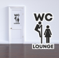 Preview: Wandtattoo WC Schild, WC Aufkleber "WC Lounge"