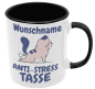 Preview: Schwarzweiße oder weiße Tasse "Anti-Stress Tasse mit Wunschnamen"