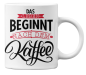 Preview: Schwarzweiße oder weiße Tasse "Das Leben beginnt nach dem Kaffee" Bürotasse, Tasse für Morgenmenschen
