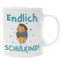 Preview: Weiße Tasse "Endlich Schulkind!"