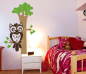 Preview: 3 Farben Wandtattoo Eule  auf dem Baum