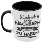 Preview: Weiße / Schwarzweiße Tasse "Glück ist Nachbarn wie euch zu haben."