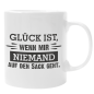 Preview: Schwarzweiße oder weiße Tasse "Glück ist, wenn mir niemand auf den Sack geht."
