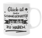 Preview: Schwarzweiße oder weiße Tasse "Glück ist eine Schwiegermutter / einen Schwiegervater wie dich zu haben."