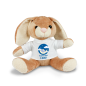 Preview: Stofftier, Kuscheltier Hase mit personalisiertem Mini Tshirt mit Motiv Elefant und Wolken
