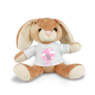 Preview: Stofftier, Kuscheltier Hase mit personalisiertem Mini Tshirt mit Motiv Elefant und Wolken