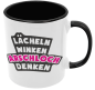 Preview: Schwarzweiße oder weiße Tasse "Lächeln, winken, Arschloch denken"