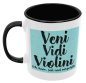 Preview: Schwarzweiße oder weiße Tasse "Veni Vidi Violini, ich kam, sah und vergeigte."