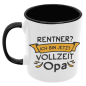 Preview: Schwarzweiße oder weiße Tasse "Rentner / Rentnerin, Ich bin jetzt Vollzeit Opa / Oma"