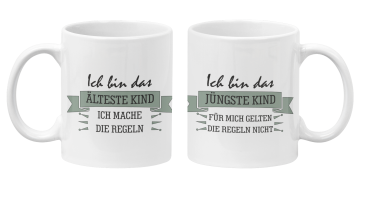 Preview: Schwarzweiße oder weiße Tasse "REGELN der Familie"