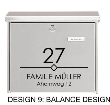 Preview: Wandtattoo Briefkasten Beschriftung personalisiert – Name, Hausnummer & Straße | modern & minimal