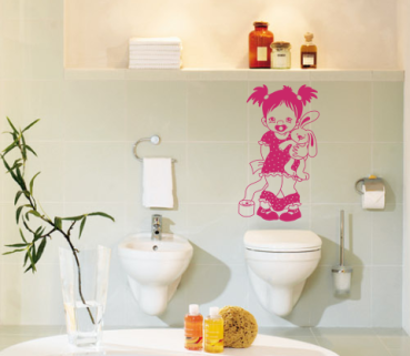 Wandtattoo Mädchen mit dem Kuschelhasen muss...