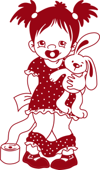 Preview: Wandtattoo Mädchen mit dem Kuschelhasen muss...