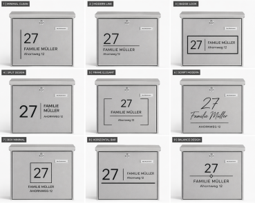 Preview: Wandtattoo Briefkasten Beschriftung personalisiert – Name, Hausnummer & Straße | modern & minimal