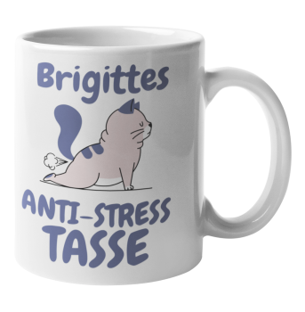 Preview: Schwarzweiße oder weiße Tasse "Anti-Stress Tasse mit Wunschnamen"
