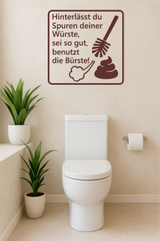 Preview: Wandtattoo Aufkleber WC Schild "Hinterlässt du Spuren deiner Würste..."