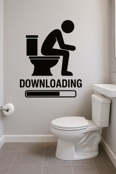Preview: Wandtattoo "DOWNLOADING", Türaufkleber, Toilettenaufkleber, WC-Deko – Aufkleber für Klodeckel, Tür oder Wand