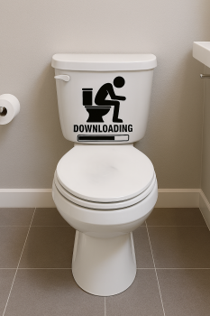 Preview: Wandtattoo "DOWNLOADING", Türaufkleber, Toilettenaufkleber, WC-Deko – Aufkleber für Klodeckel, Tür oder Wand