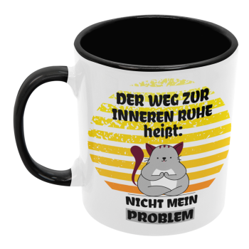 Preview: Schwarzweiße oder weiße Tasse "Der Weg zur inneren Ruhe heißt: Nicht mein Problem."