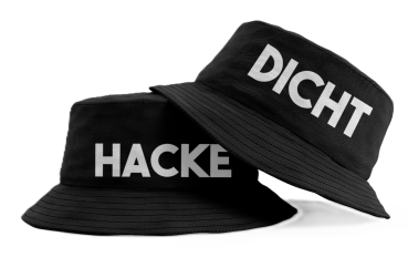 2er Set Hüte, Party Hut, Bucket Hat, Fischer Hut, Hut bedruckt mit Spruch: HACKE DICHT