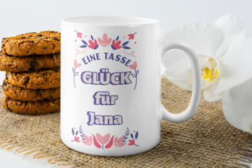 Preview: Tasse "Eine Tasse Glück für...Wunschname"
