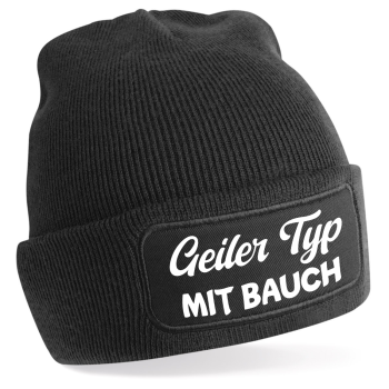 Preview: One Size Beanie, Mütze mit Spruch: Geiler Typ mit Glatze o. Geiler typ mit Bauch o. Geiler Typ mit Bart