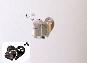Preview: 3D Wandtattoo Spiegel Herzen