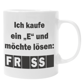 Preview: Schwarzweiße oder weiße Tasse "Ich kaufe ein "E" und möchte lösen: ..."