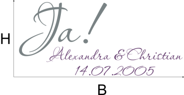 Preview: 2 Farben Wandtattoo Ja! (Wunschname, Datum)