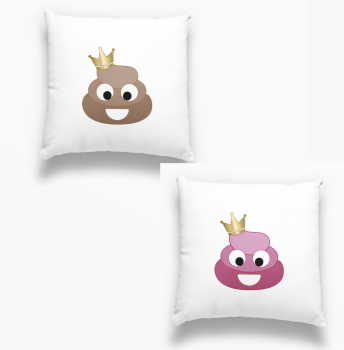Preview: 2er Set Partnertassen oder Kissen  "King Queen Kaka Haufen"