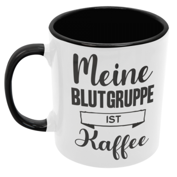 Preview: Schwarzweiße oder weiße Tasse "Meine Blutgruppe ist Kaffee."
