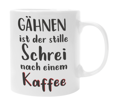 Preview: Schwarzweiße oder weiße Tasse "Gähnen ist der stille Schrei..."