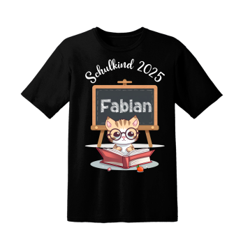 Kinder T-Shirt Modell:  Schulkind 2025 Modell:Katze, Pinguin, Faultier personalisiert
