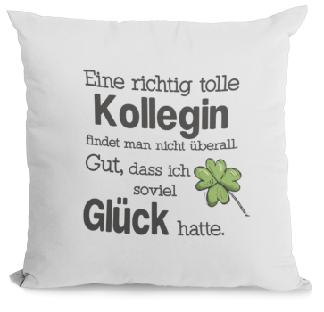 Preview: Kissen "Eine richtig tolle "Wunschmotiv" findet man nicht überall. Gut, dass ich soviel Glück hatte.( Nachbarin, Nachbar, Kollegin, Kollege)