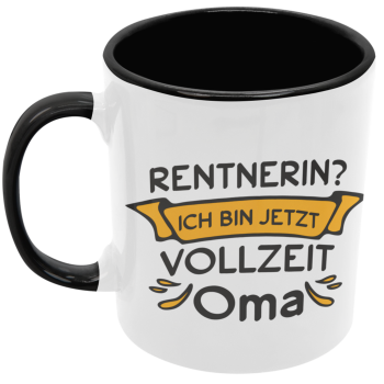 Preview: Schwarzweiße oder weiße Tasse "Rentner / Rentnerin, Ich bin jetzt Vollzeit Opa / Oma"