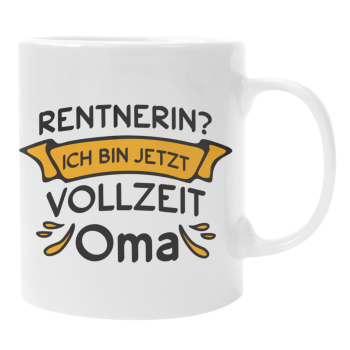 Preview: Schwarzweiße oder weiße Tasse "Rentner / Rentnerin, Ich bin jetzt Vollzeit Opa / Oma"