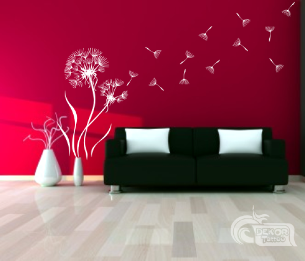 Pusteblume mit Schirmchen und Windeffekt