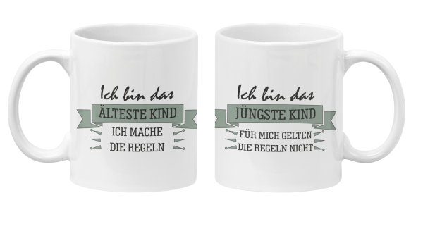 Schwarzweiße oder weiße Tasse "REGELN der Familie"