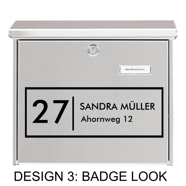 Wandtattoo Briefkasten Beschriftung personalisiert – Name, Hausnummer & Straße | modern & minimal