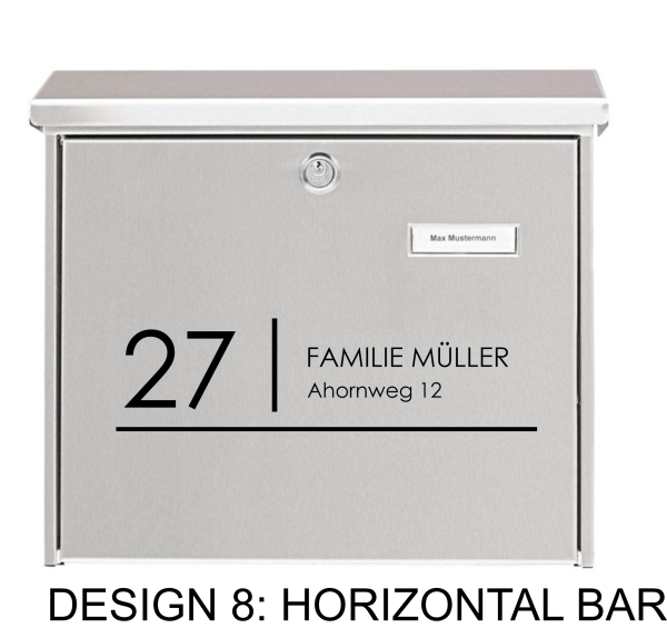 Wandtattoo Briefkasten Beschriftung personalisiert – Name, Hausnummer & Straße | modern & minimal