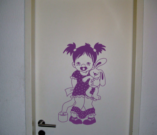 Wandtattoo Mädchen mit dem Kuschelhasen muss...