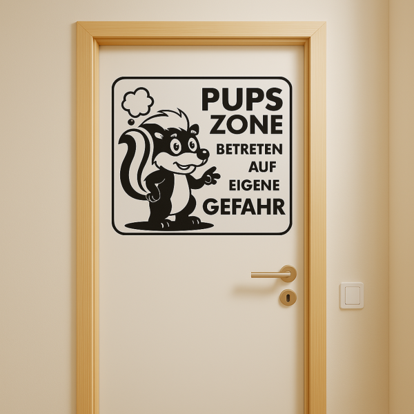 Wandtattoo Aufkleber WC Schild Pupszone Stinktier
