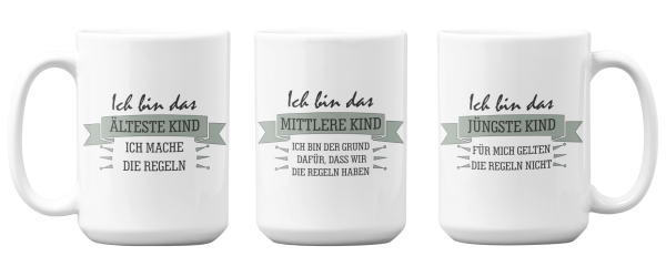 Schwarzweiße oder weiße Tasse "REGELN der Familie"