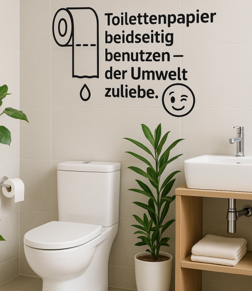 Wandtattoo Aufkleber WC Schild Toilettenpapier beidseitig benutzen...