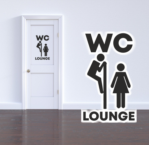 Wandtattoo WC Schild, WC Aufkleber "WC Lounge"