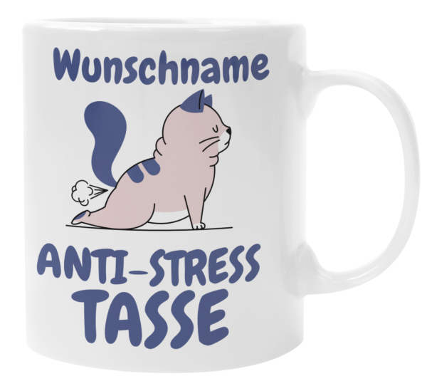Schwarzweiße oder weiße Tasse "Anti-Stress Tasse mit Wunschnamen"