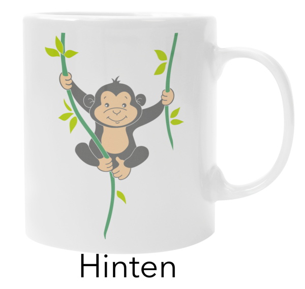 Weiße Tasse "Bye Bye Kita. Ich hänge jetzt in der Schule ab", beidseitig bedruckt.